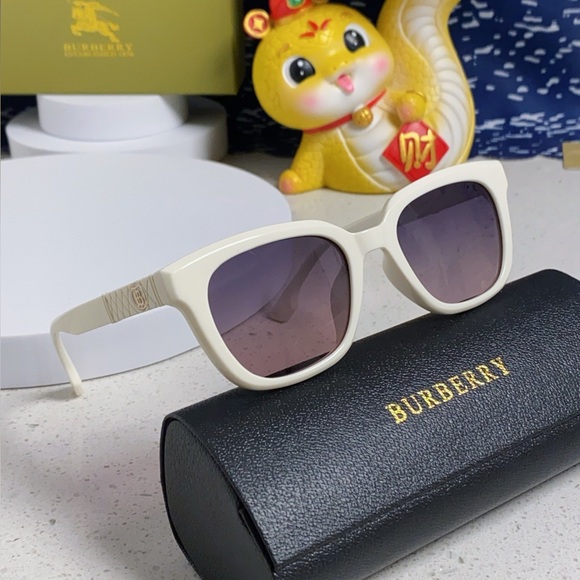 Meet the Posher Accessories - Burberry White Frame Sunglasses Purple Lens UV Chic